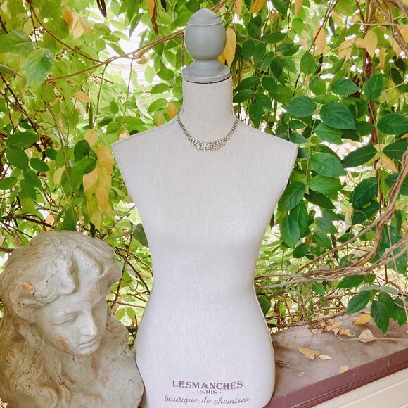 Vintage 1950s Clear Rhinestone Choker Necklace Mid Century Silver Tone Cocktail - Picture 6 of 12